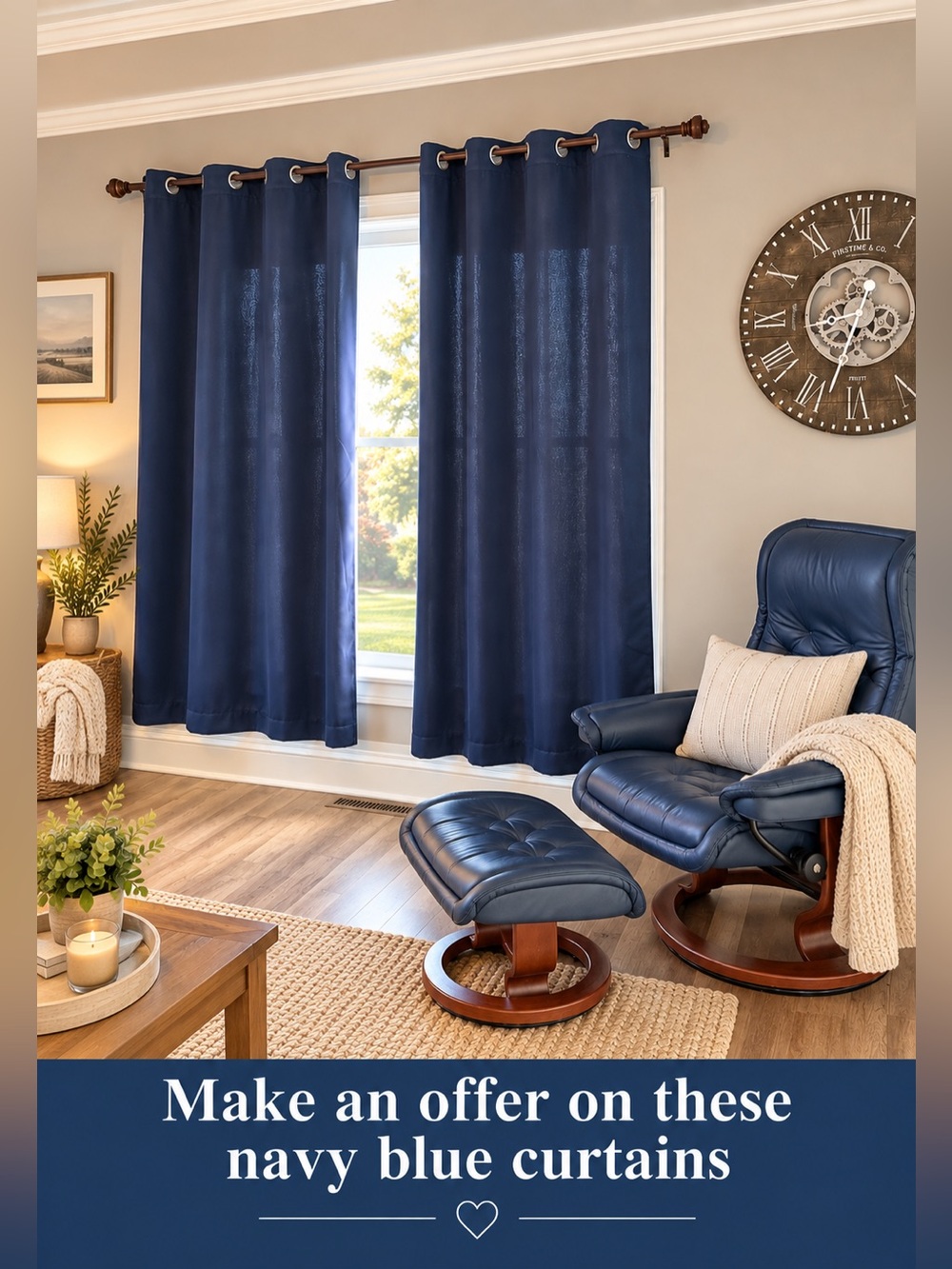 Navy Blue Curtains - 82”